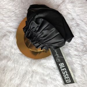 Black Mulberry Silk Sleep Hair Cap Bonnet Cover